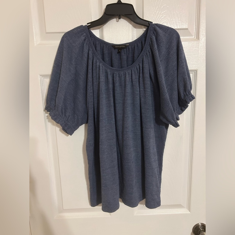 Banana Republic Blue Puff Sleeve Blouse